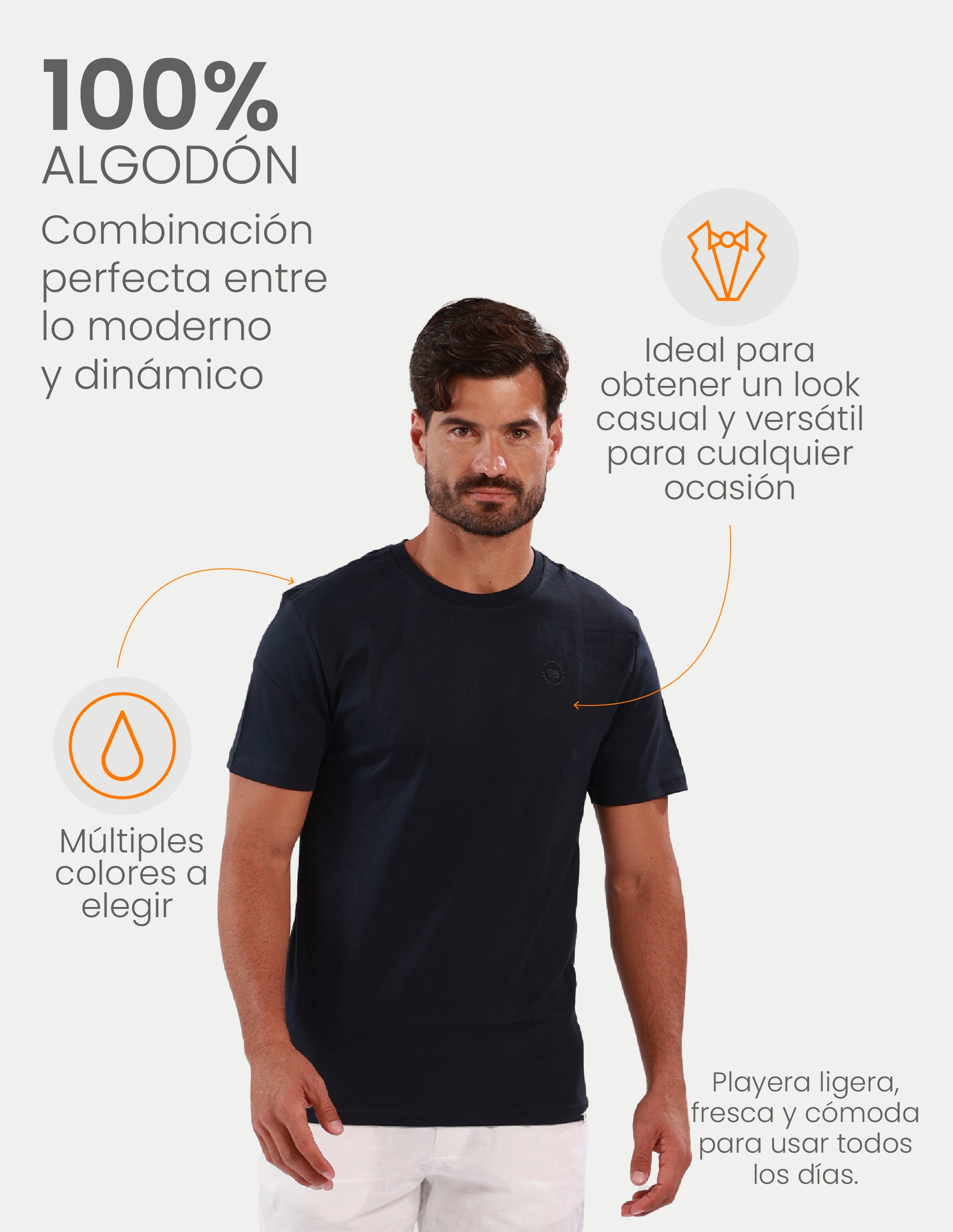 Playera de manga corta caballero - Liquid Touch Azul Marino