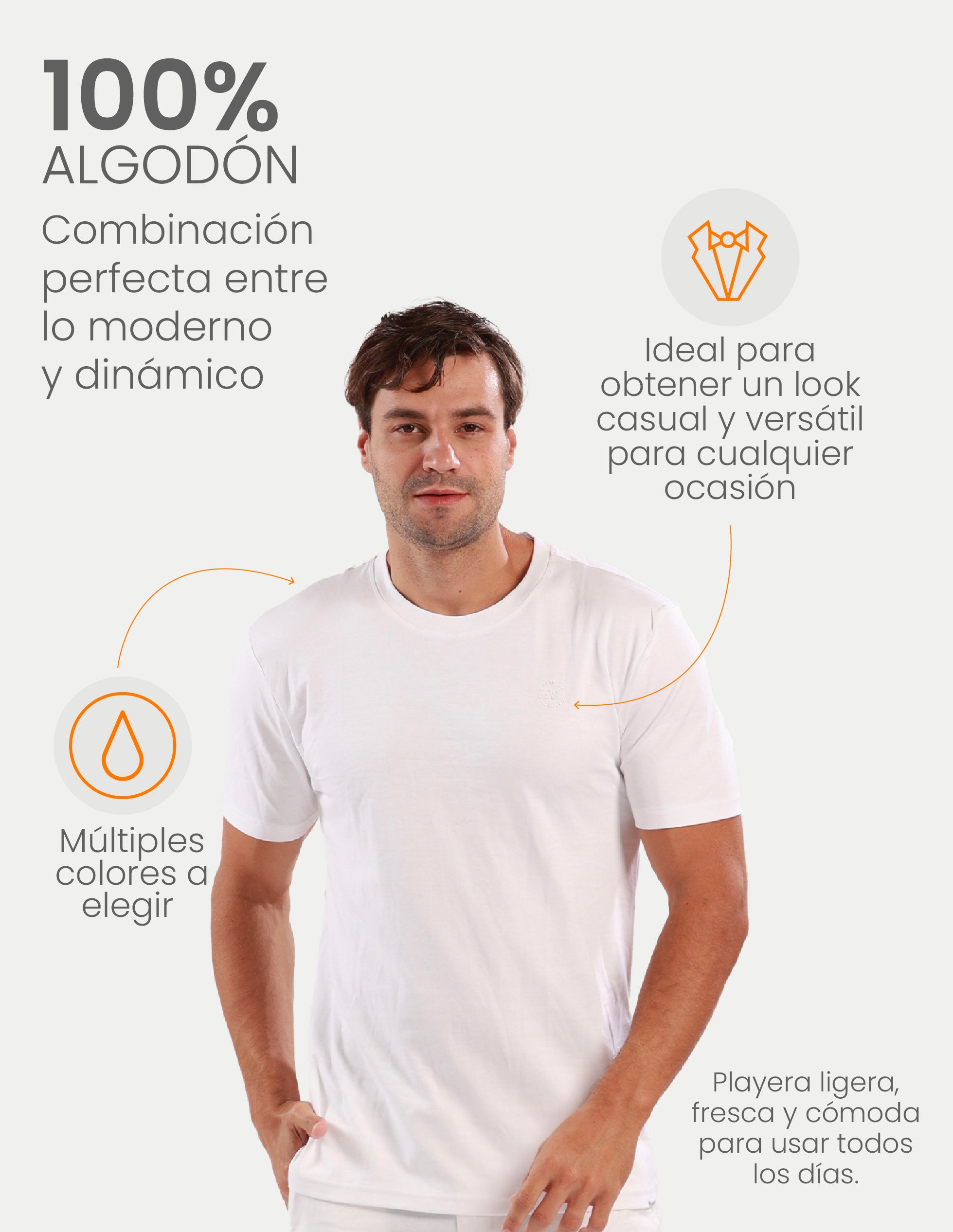 Playera de manga corta caballero - Liquid Touch Blanco