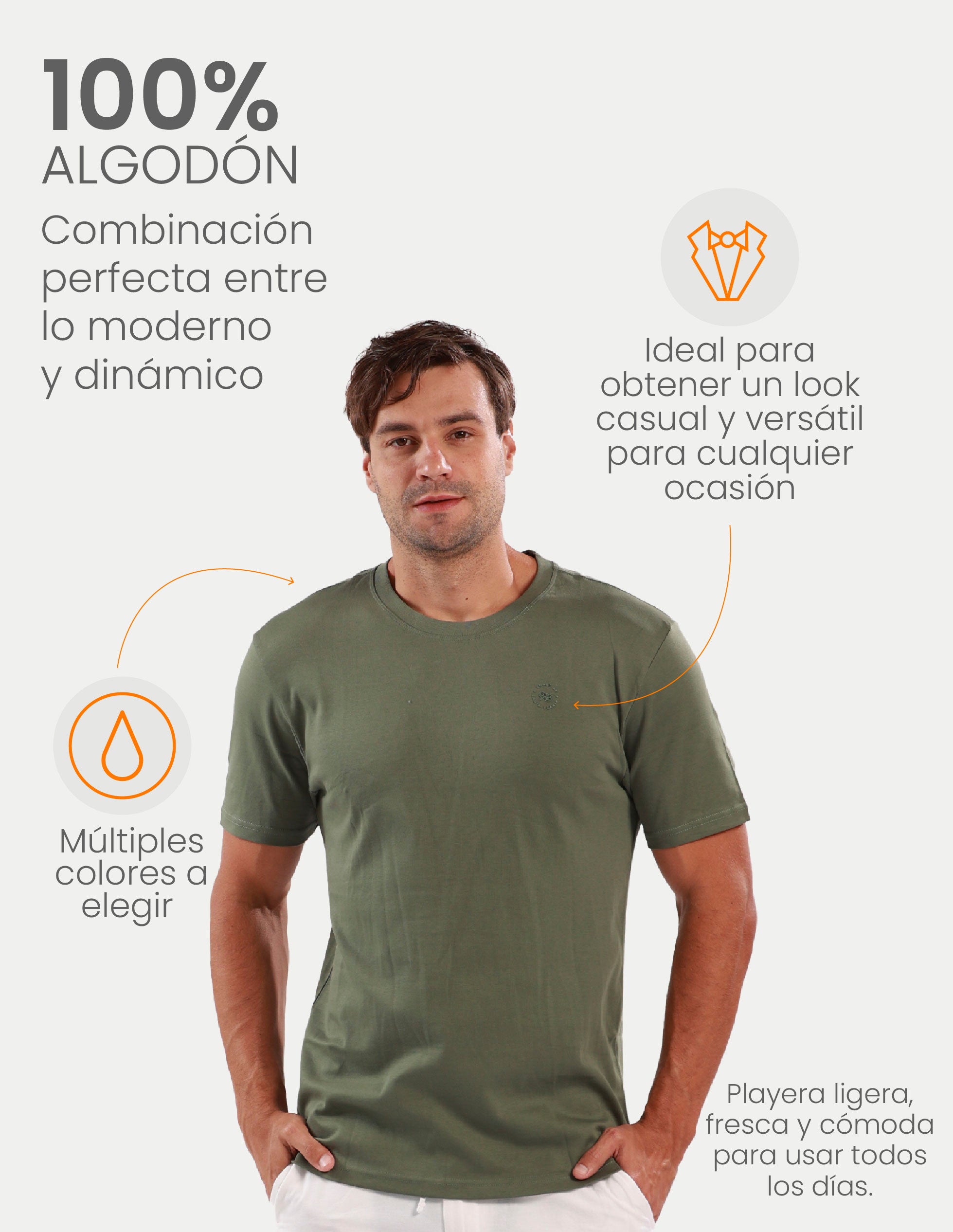 Playera de manga corta caballero - Liquid Touch Olivo