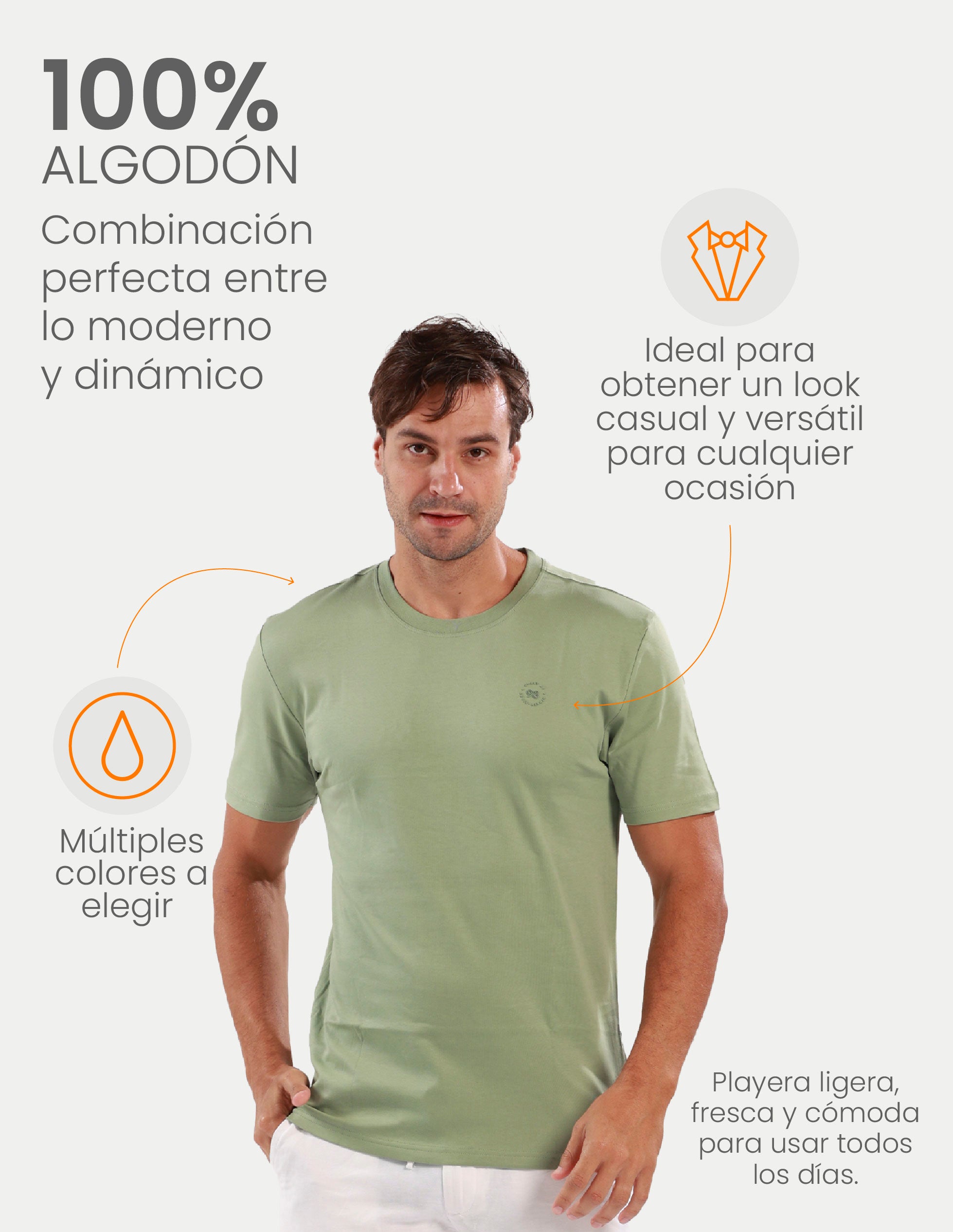 Playera de manga corta caballero - Liquid Touch Verde