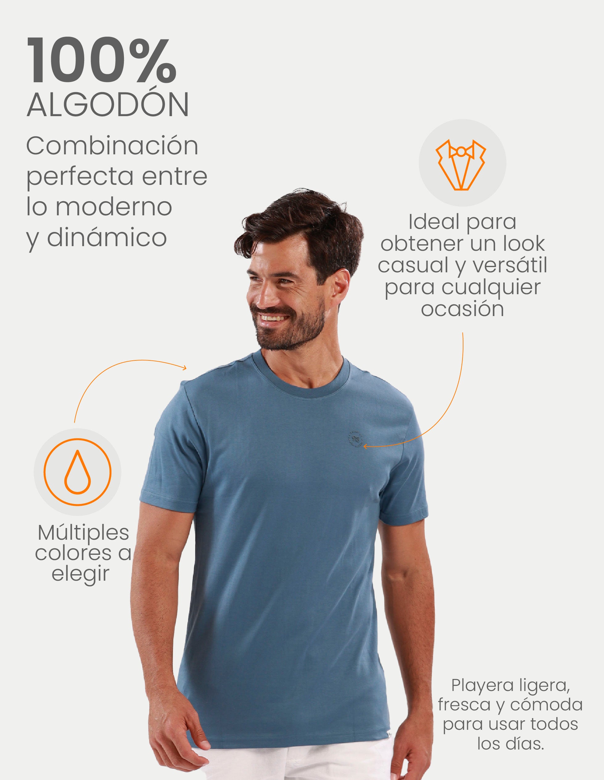 Playera de manga corta caballero - Liquid Touch Azul