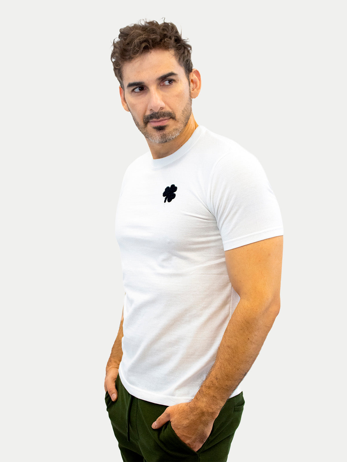 Playera de algodón para hombre - Lucky White - Diamond Finish