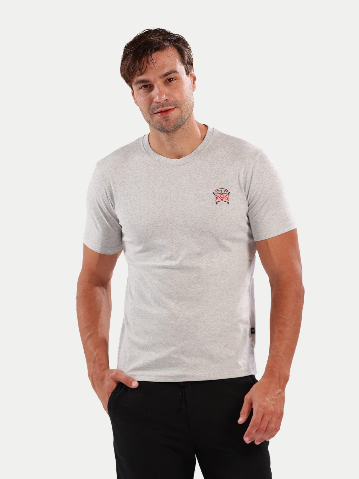 Playera de algodón para hombre - Minivan Gray - Diamond Finish