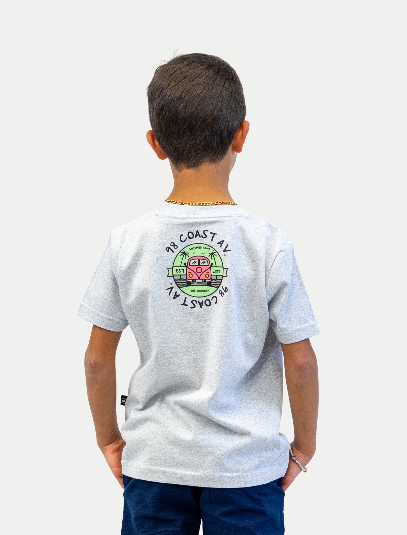 Playera Minivan para niño color gris vista posterior