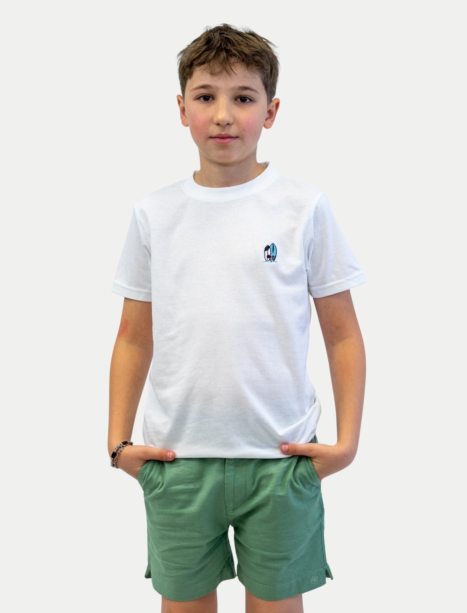 Playera Surf para niño color blanco vista de frente