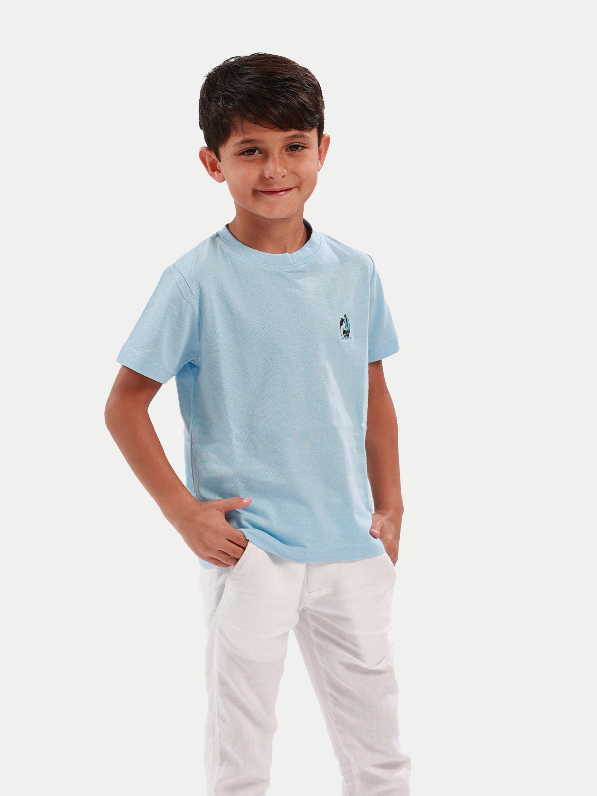 Playera de algodón para niño - Surf Blue - Diamond Finish