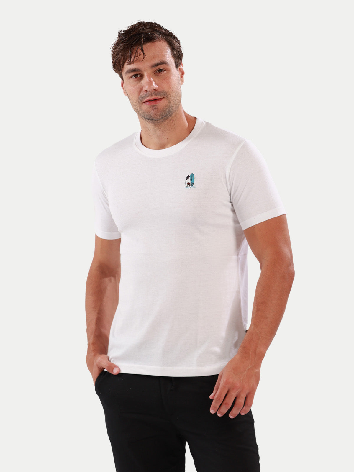 Playera de algodón para hombre - Surf White - Diamond Finish