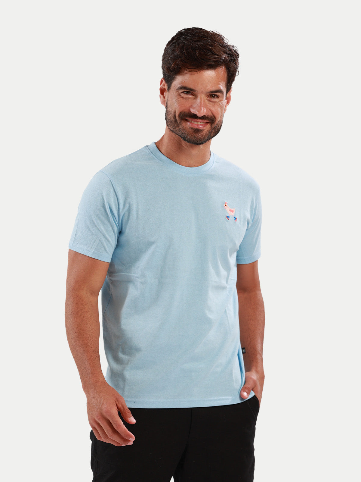 Playera de algodón para hombre - Skating Hen Blue - Diamond Finish