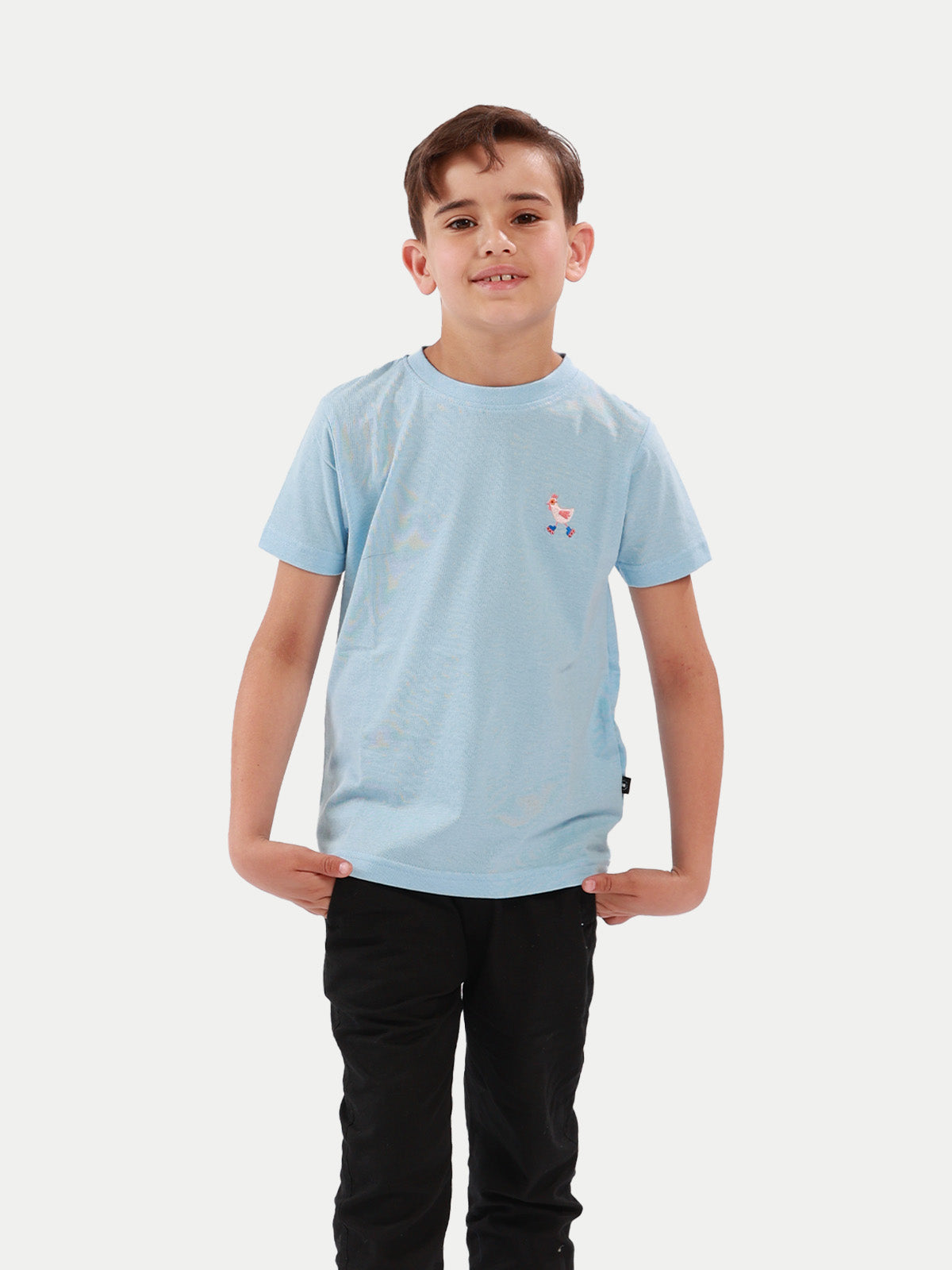 Playera de algodón para niño - Skating Hen Blue - Diamond Finish