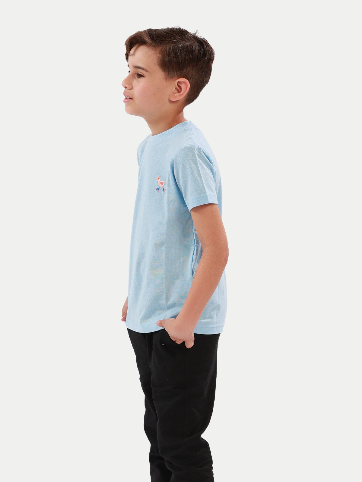 Playera de algodón para niño - Skating Hen Blue - Diamond Finish