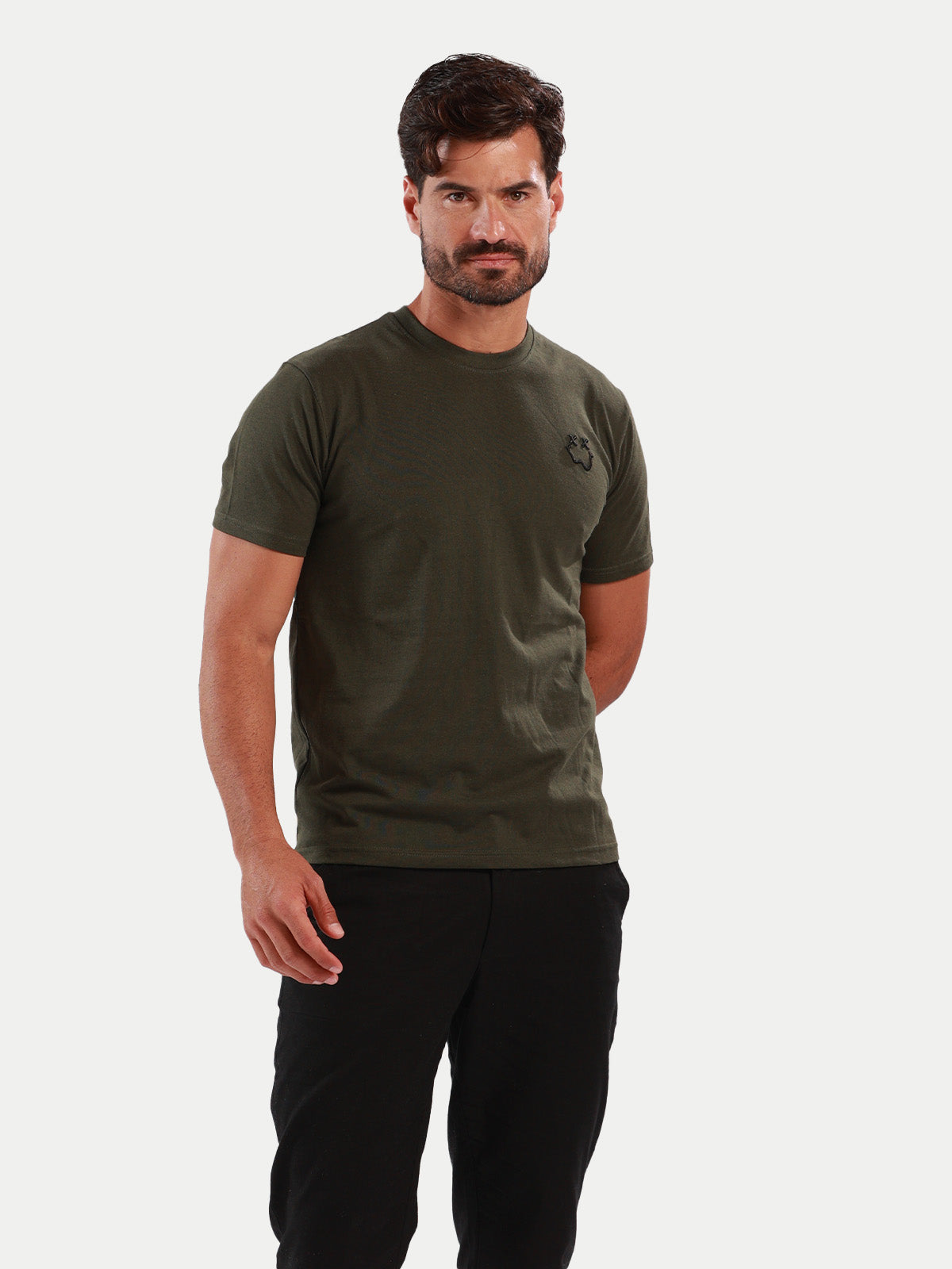 Playera de algodón para hombre - Smile XX Olive - Diamond Finish