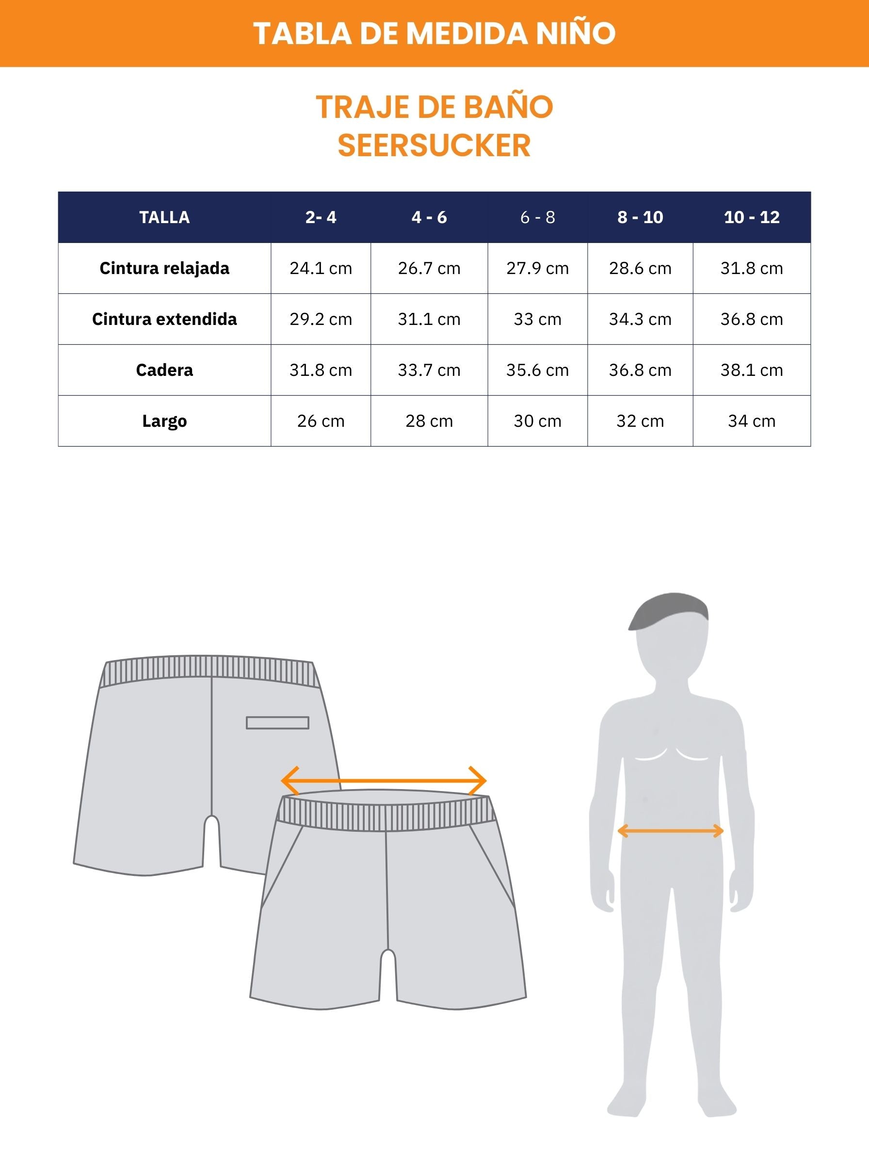 Traje de Baño Niño - Waterline Naranja Neón