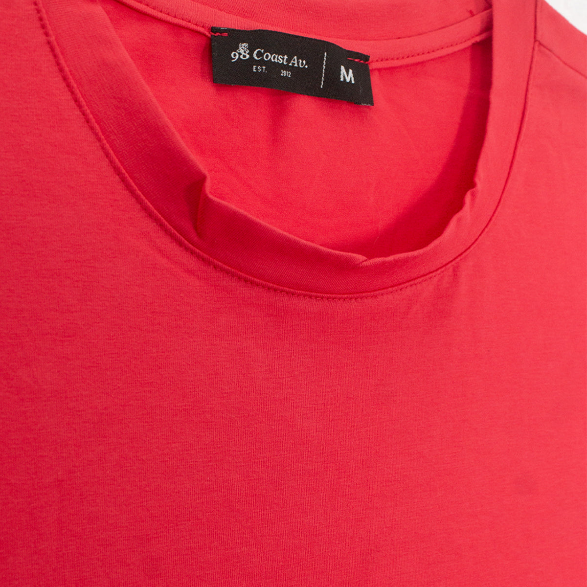 Playera para hombre - Playera con cuello y puño de rif Rojo