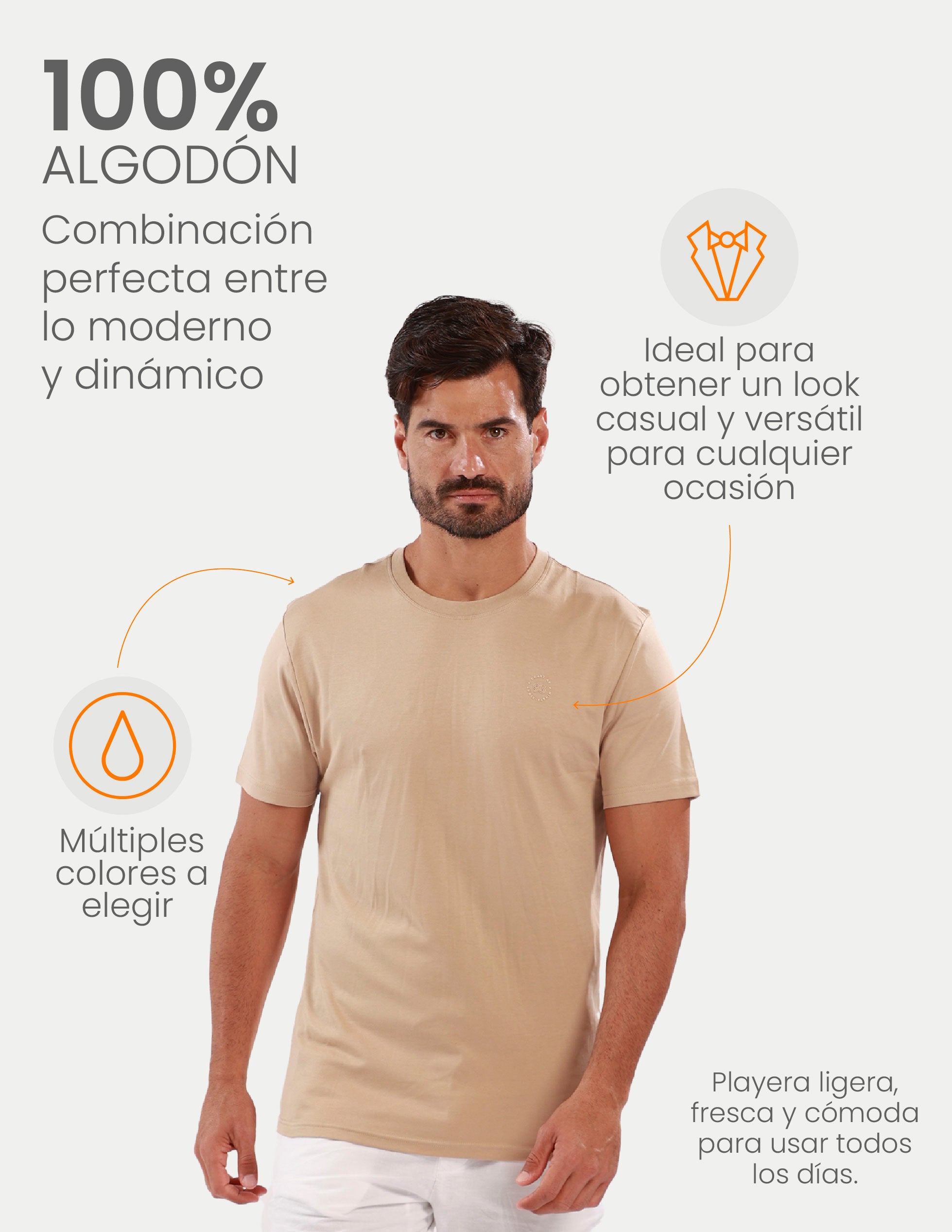 Playera de manga corta caballero - Liquid Touch Camel