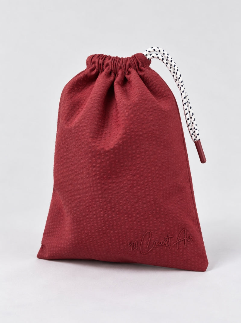 Bolsa incluida con short de baño Seersucker Capri vino para hombre - 98 Coast Av