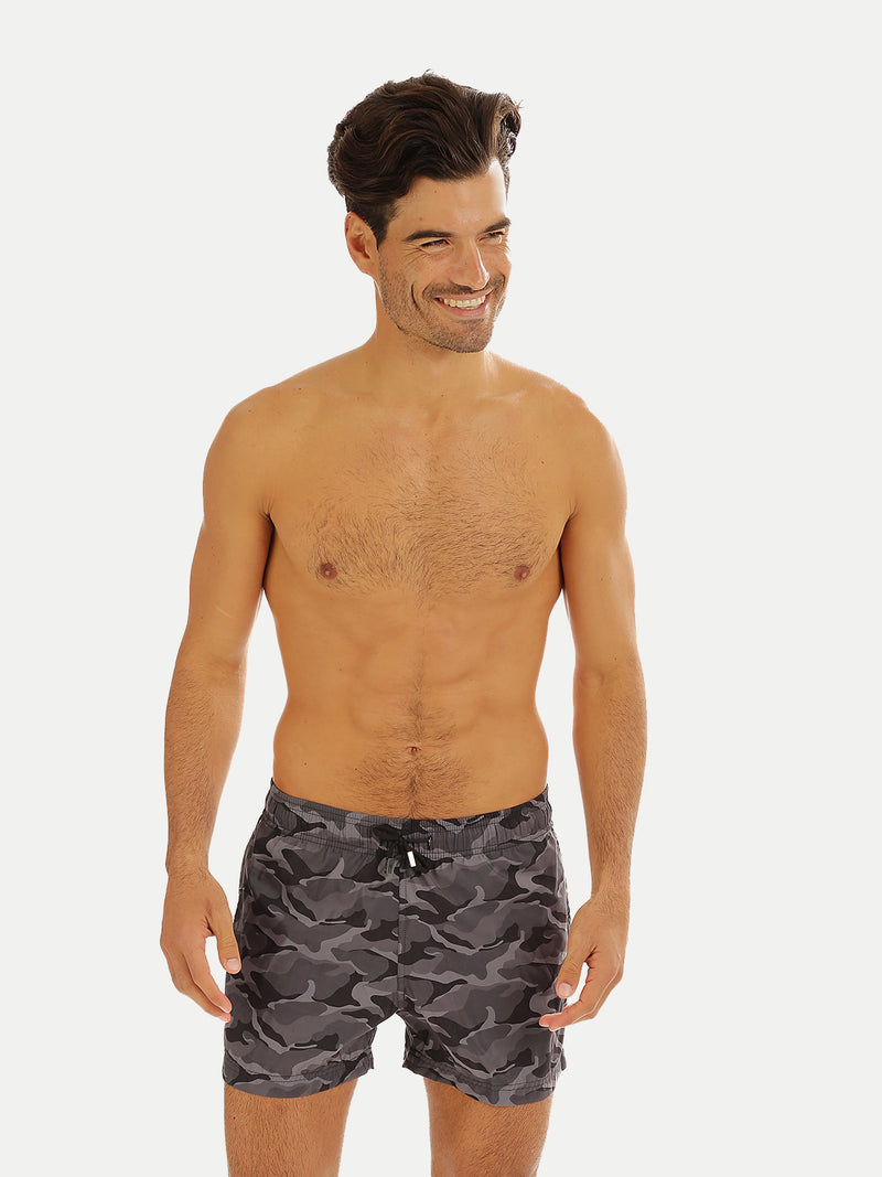 Traje de Baño Hombre - Bañador Army Gray Short - Fácil Secado