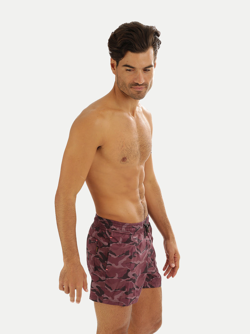 Traje de Baño Hombre - Bañador Army Wine Short - Fácil Secado