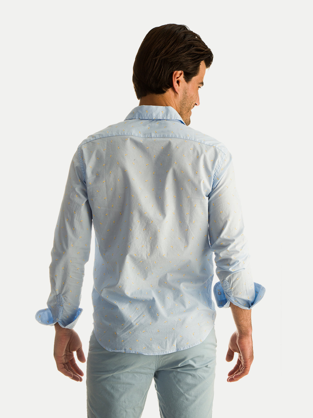 Camisa de Algodón para Hombre - 100% Algodón Blue Banana Manga Larga