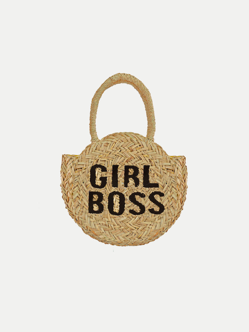 Bolsa de Playa de Paja Redonda - Girl Boss Niña - Accesorios Playeros