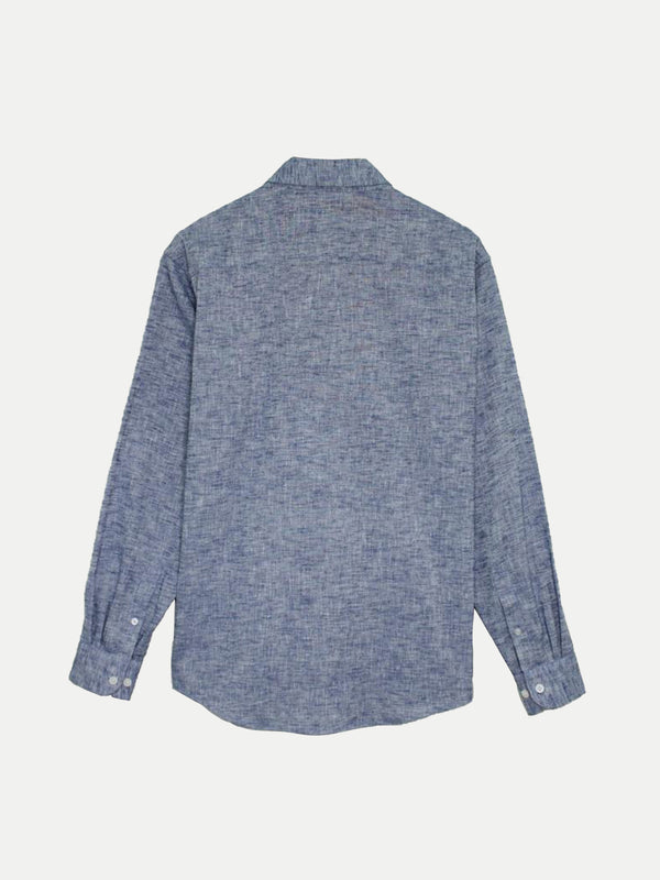 Camisa de Lino Look para Hombre - Manga Larga Navy