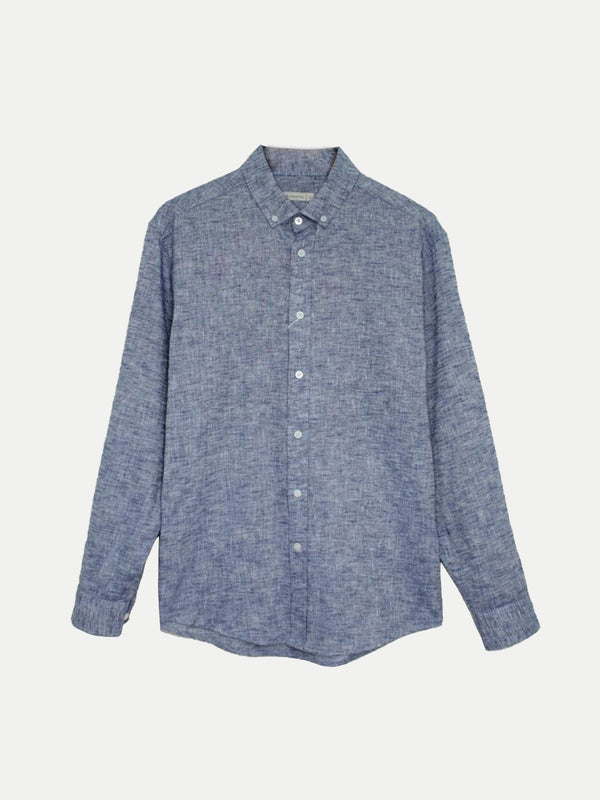 Camisa de Lino Look para Hombre - Manga Larga Navy