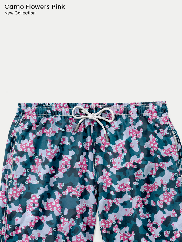 Traje de Baño para Hombre - Bañador Camo Flowers Pink - Secado Rápido