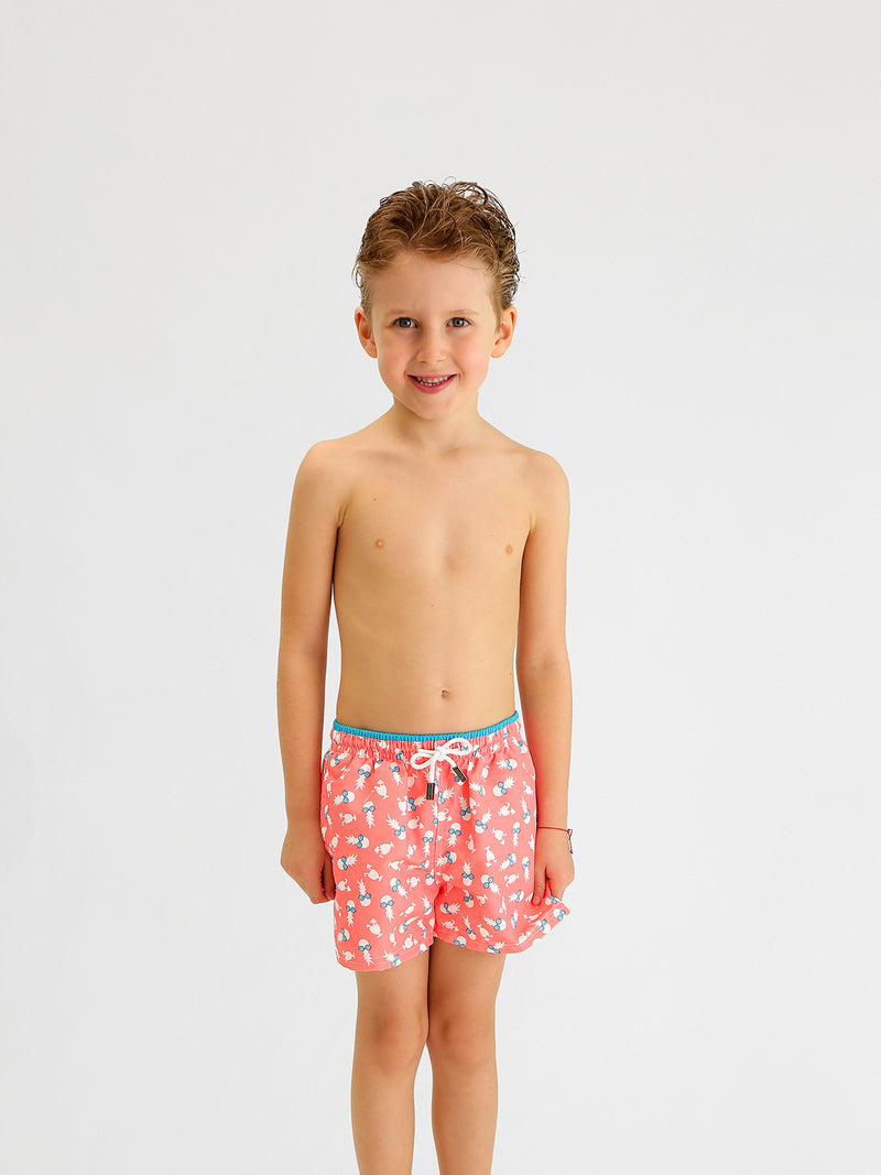 Traje de Baño Niño - Bañador Coral Guaraná Short - Fácil Secado