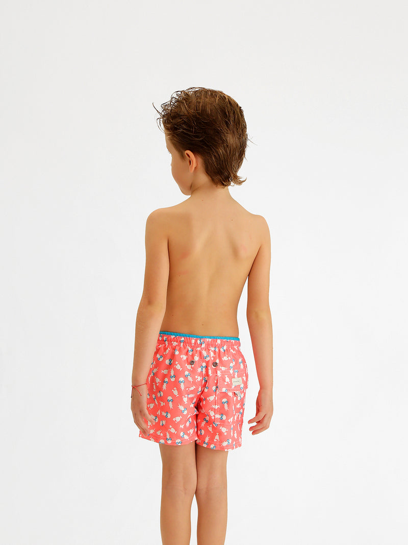 Traje de Baño Niño - Bañador Coral Guaraná Short - Fácil Secado