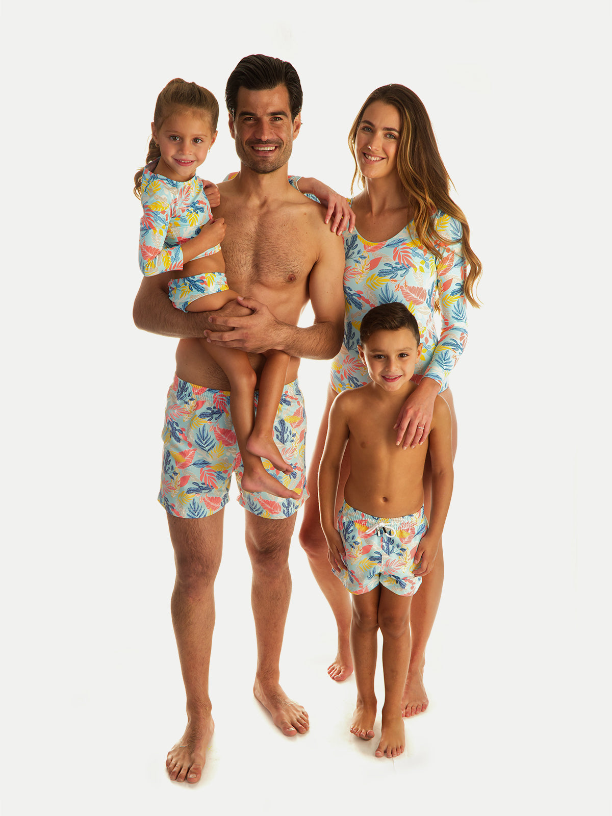 Traje de Baño Niño - Bañador Floral Aqua - Secado Rápido