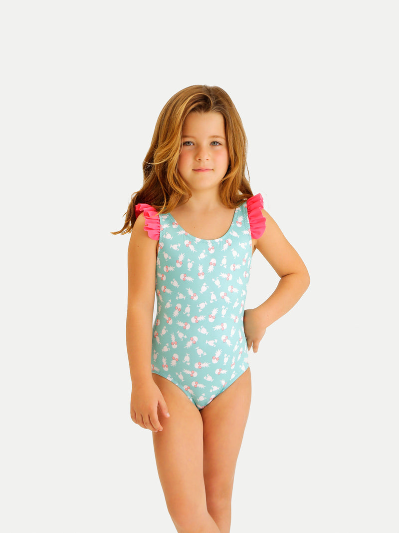 Traje de Baño Niña Entero - One Piece Aqua Guaraná - 6 Meses a 14 Años