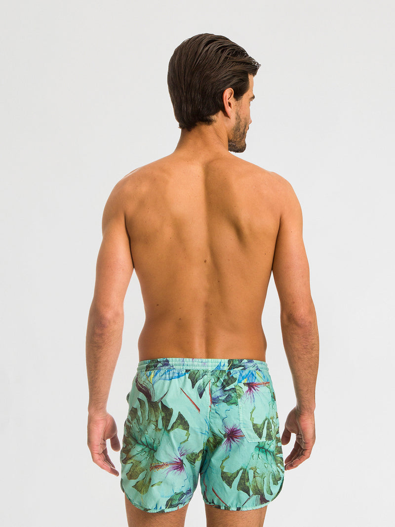 Traje de Baño Hombre - Bañador Tropical Mick Aqua Short - Fácil Secado
