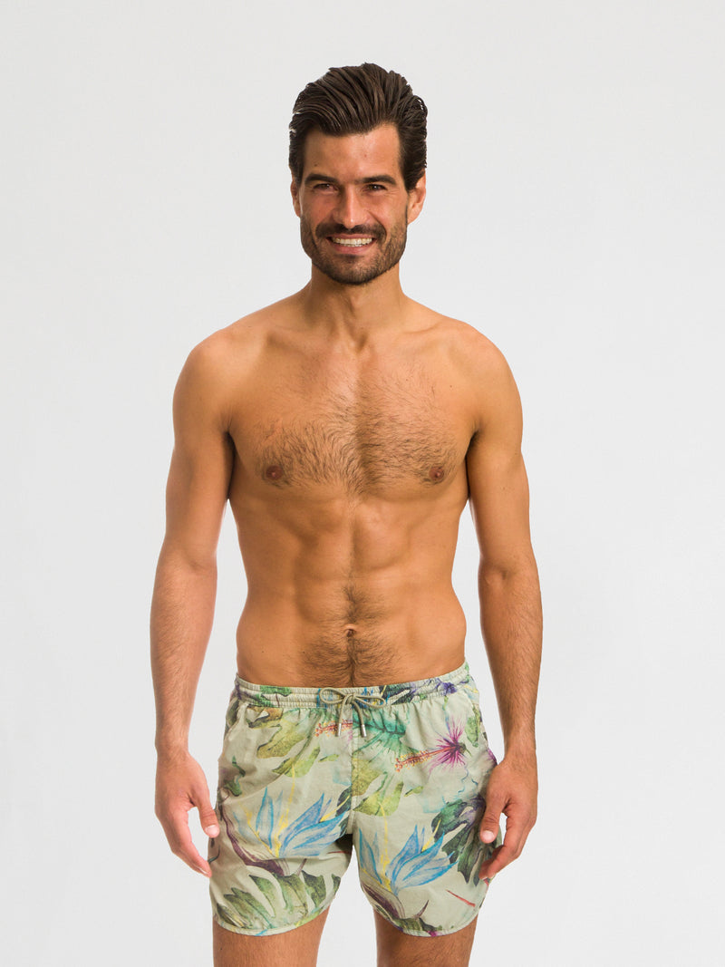 Traje de Baño Hombre - Bañador Tropical Mick Green Short - Fácil Secado