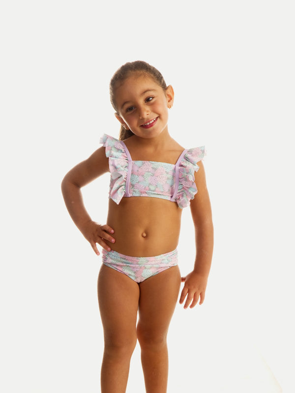 Traje de Baño Niña Entero - One Piece Pastel Leaves - 6 Meses a 14 Años