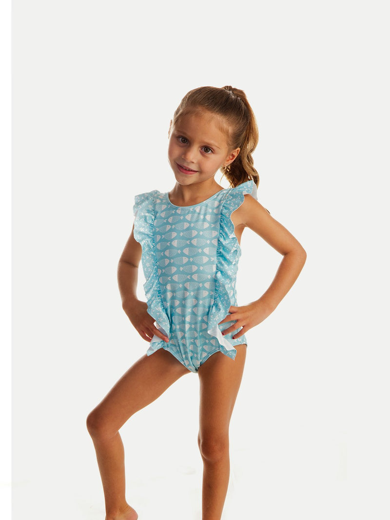 Traje de Baño Niña Entero - One Piece Piscis - 6 Meses a 14 Años