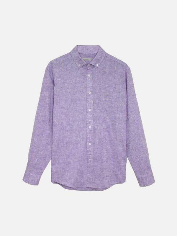 Camisa de Lino Look para Hombre - Manga Larga Purple