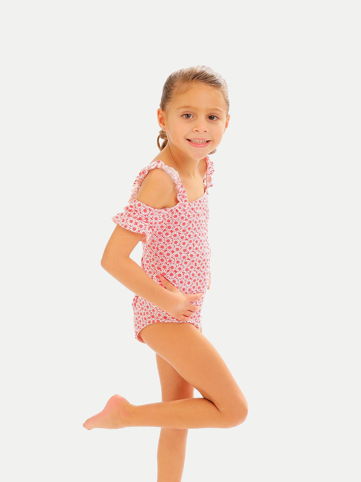 Traje de Baño Niña Completo  - One Piece Red Margarita - 6 Meses a 14 Años