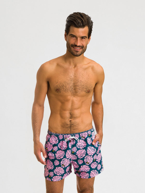 Traje de Baño para Hombre Color Verde con Estampado Rosa - Selva Green - Sea Salt 2020