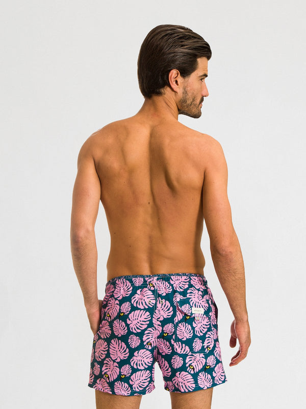 Traje de Baño para Hombre Color Verde con Estampado Rosa - Selva Green - Sea Salt 2020