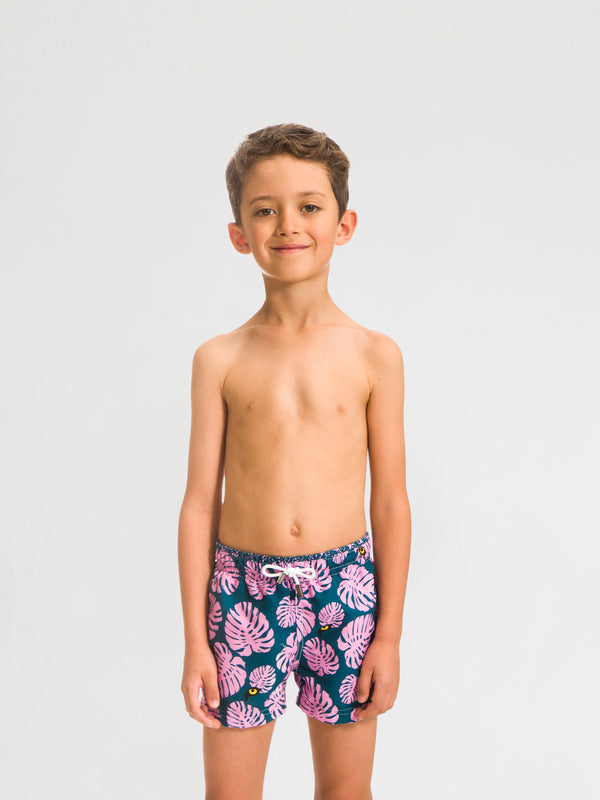 Traje de Baño para Niño Color Verde con Estampado Rosa - Selva Green - Sea Salt 2020