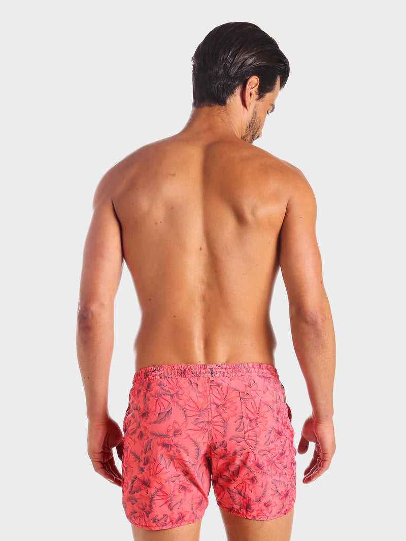 Traje de Baño Hombre - Bañador Flowers Mick Coral Short - Fácil Secado