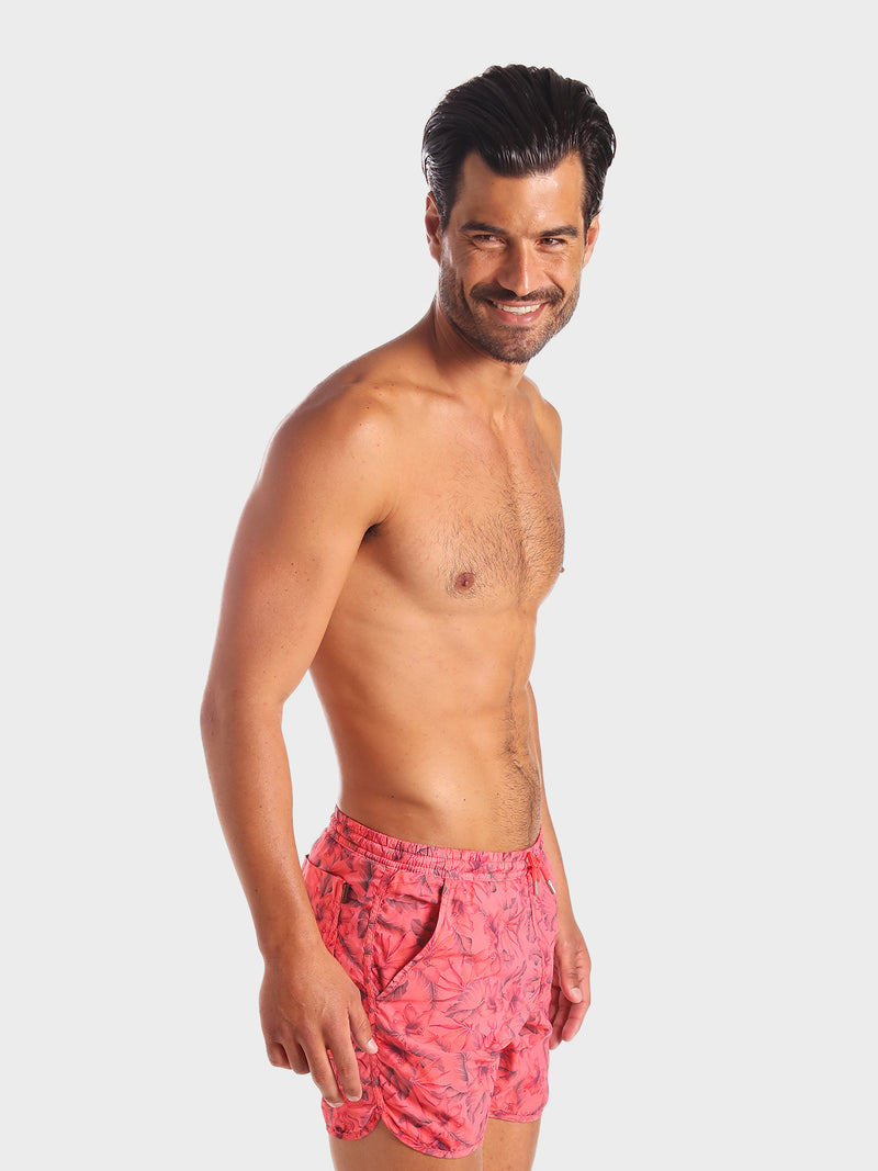 Traje de Baño Hombre - Bañador Flowers Mick Coral Short - Fácil Secado