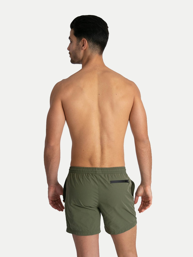 Traje de Baño Para Hombre - Basic Olivo - Secado Rápido