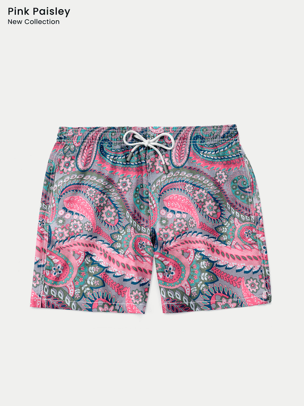 Traje de Baño para Hombre - Bañador Pink Paisley - Secado Rápido