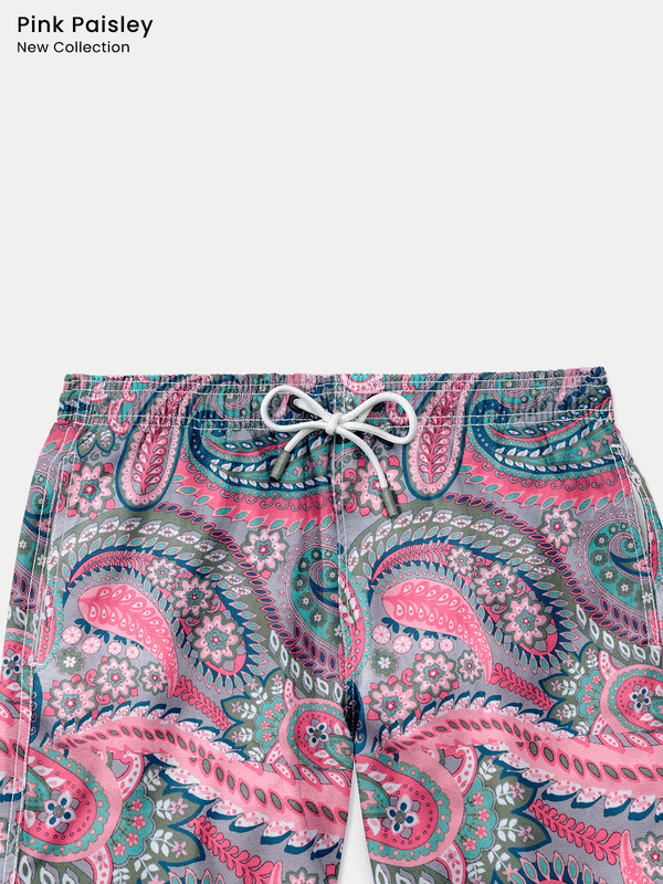 Traje de Baño para Hombre - Bañador Pink Paisley - Secado Rápido