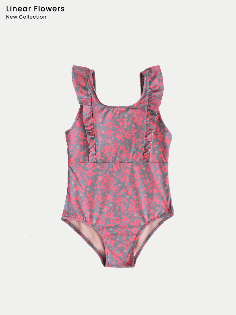 Traje de Baño Niña Entero - Linear Flower - 6 Meses a 14 Años