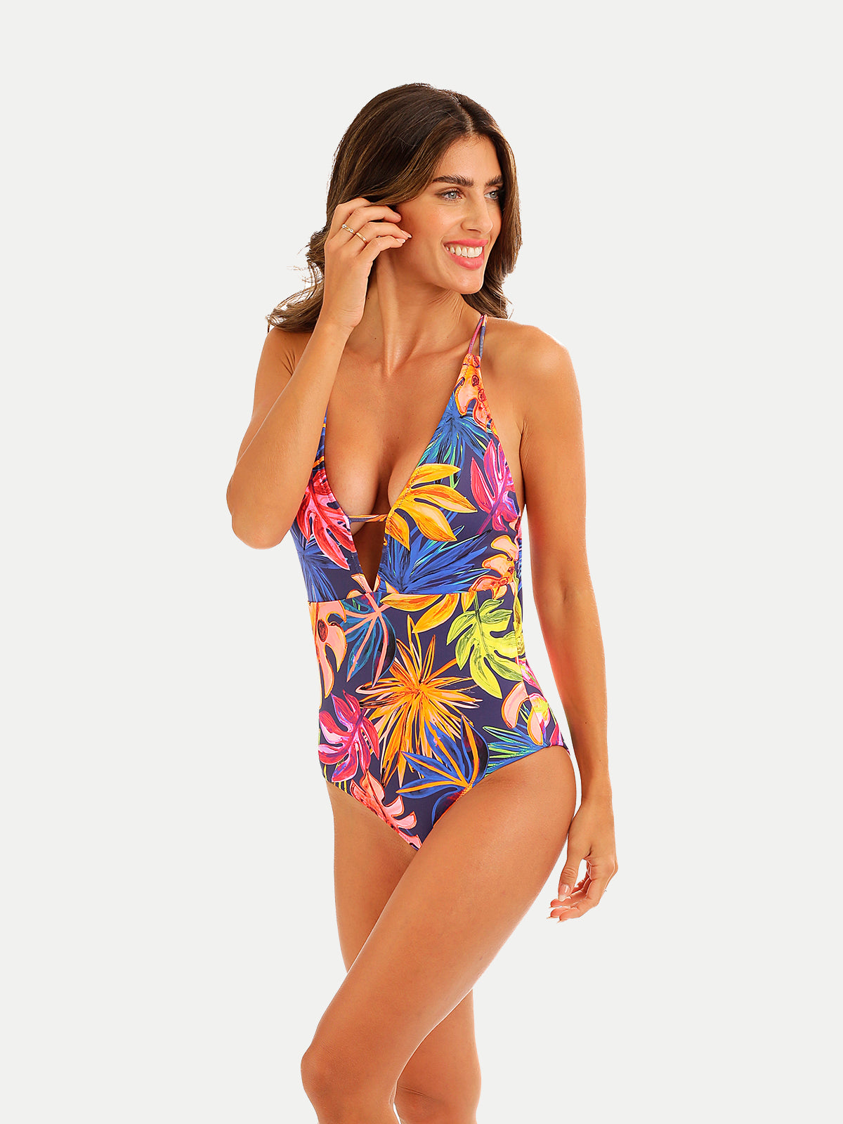 Traje de Baño Mujer - Tropical Neon Entero - Secado Rápido