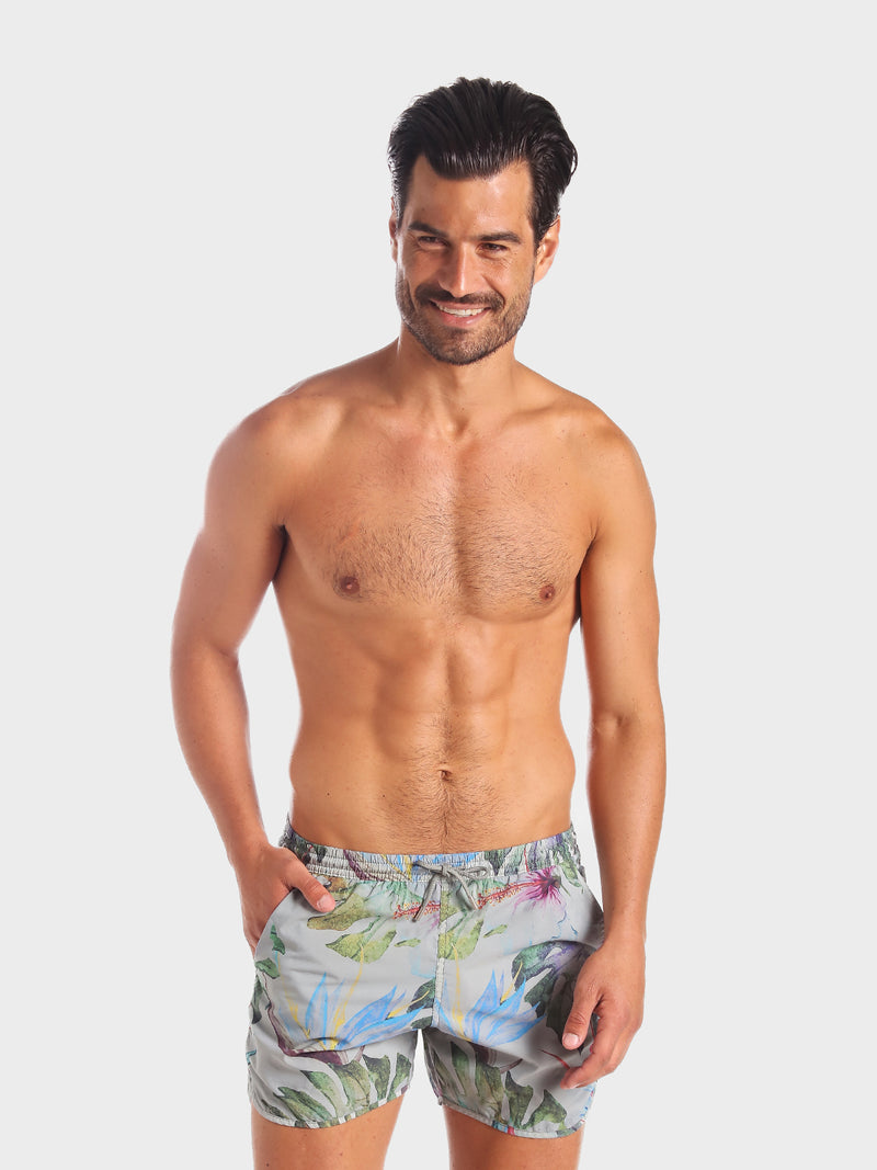 Trajes de Baño Hombre - Short Tropical Mick Gray - Secado Rápido