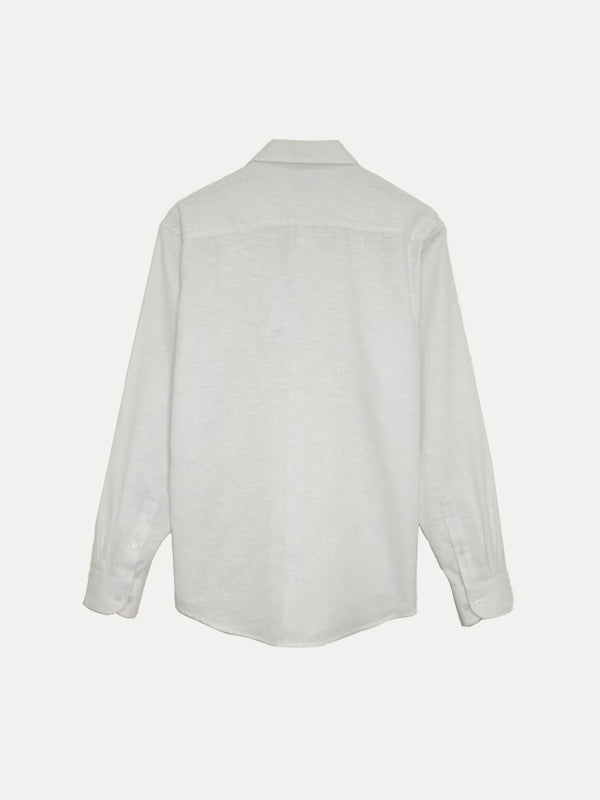 Camisa de Lino Look para Hombre - Manga Larga White