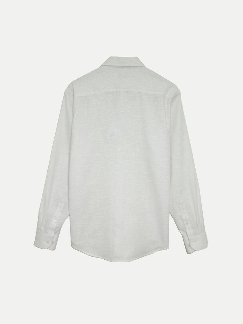 Camisa de Lino Look para Hombre - Manga Larga White