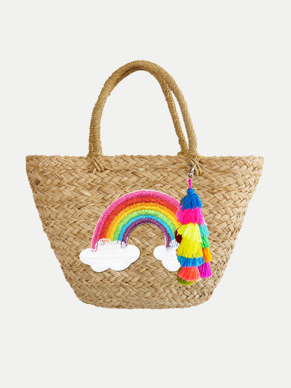 Bolsa de Playa de Paja Tejida - Rainbow - Accesorios Playeros
